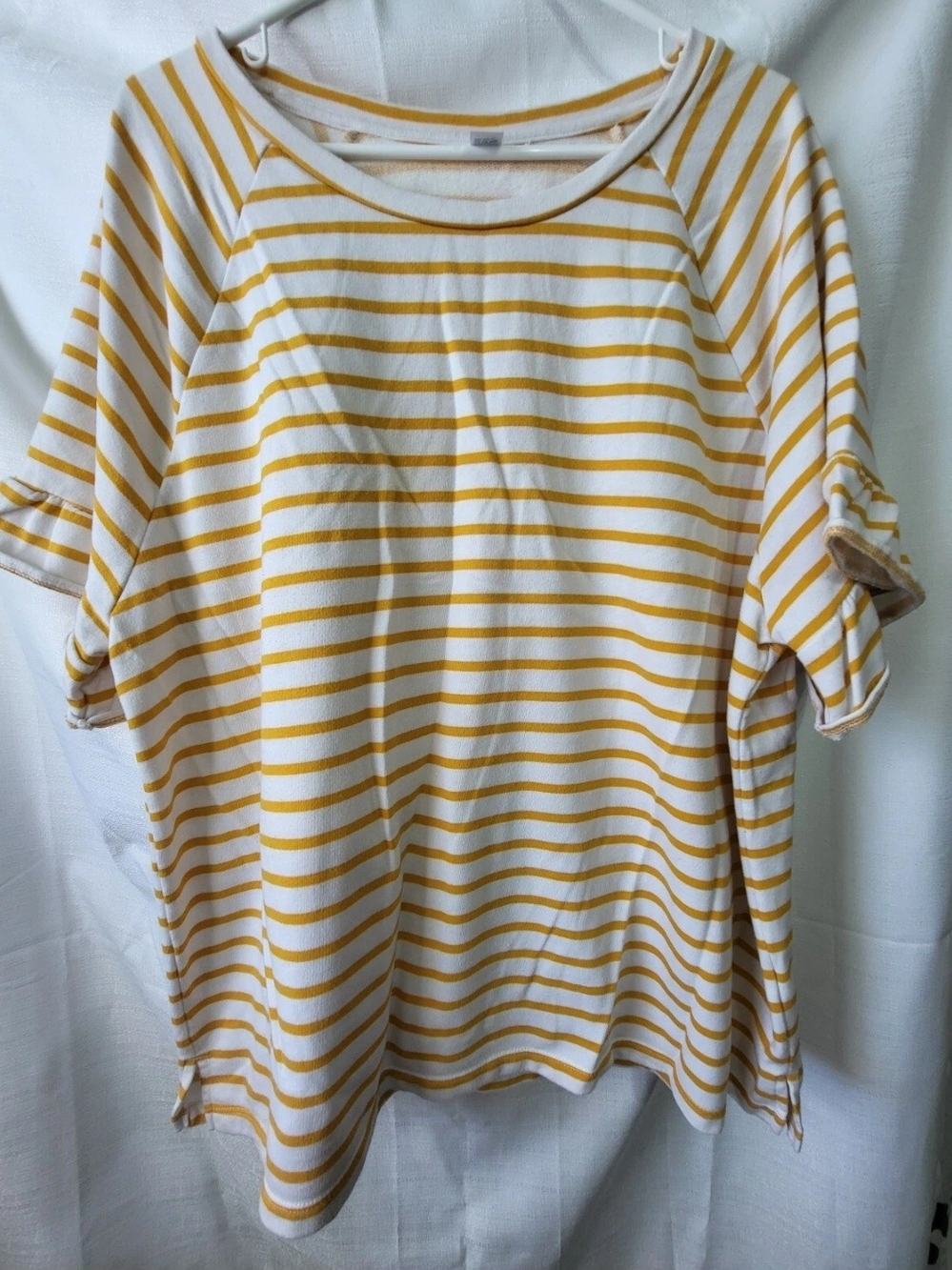 Old Navy Women's Short Sleeve Terry Ruffle Sleeve Striped Top Shirt XXL
